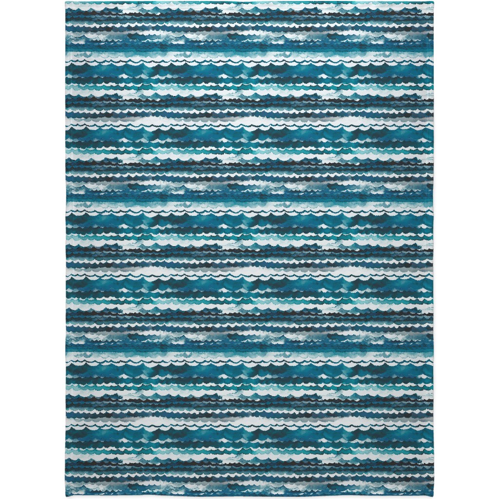 Sea Waves - Aqua Blanket, Fleece, 60x80, Blue, True Blue