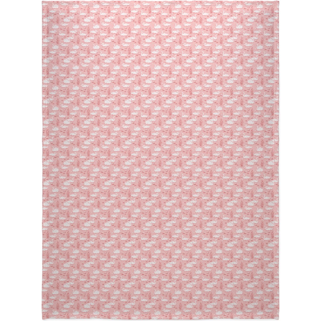 Summer Swans Blanket, Fleece, 60x80, Pink, Bloom