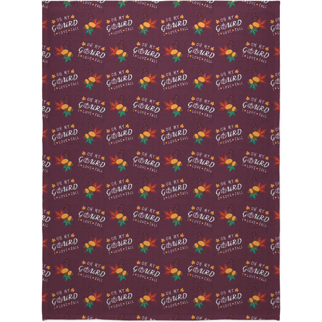 Oh My Gourd on Mauve Blanket, Fleece, 60x80, Purple, Purple
