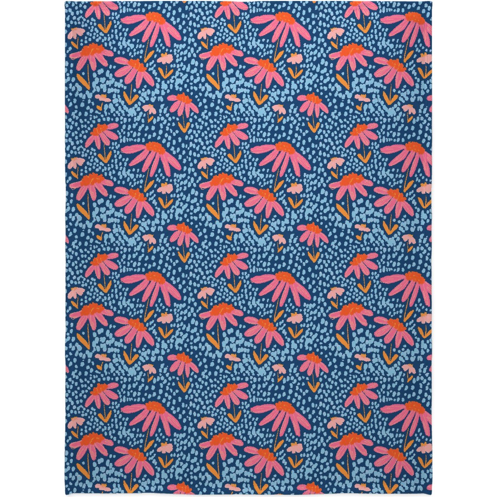 Spring Showers - Blue Blanket, Fleece, 60x80, Blue, True Blue