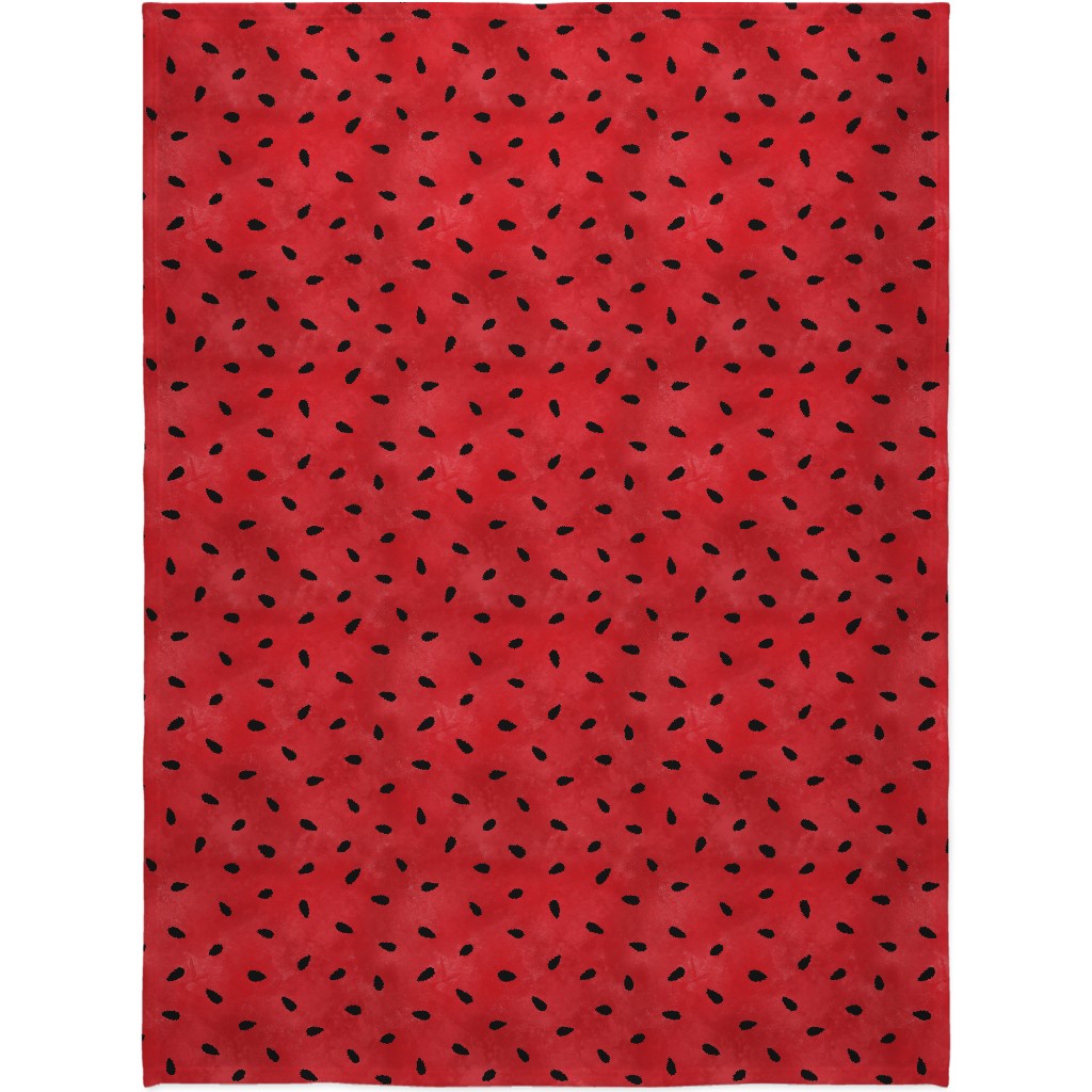 Watermelon Seeds - Red Blanket, Fleece, 60x80, Red, Red