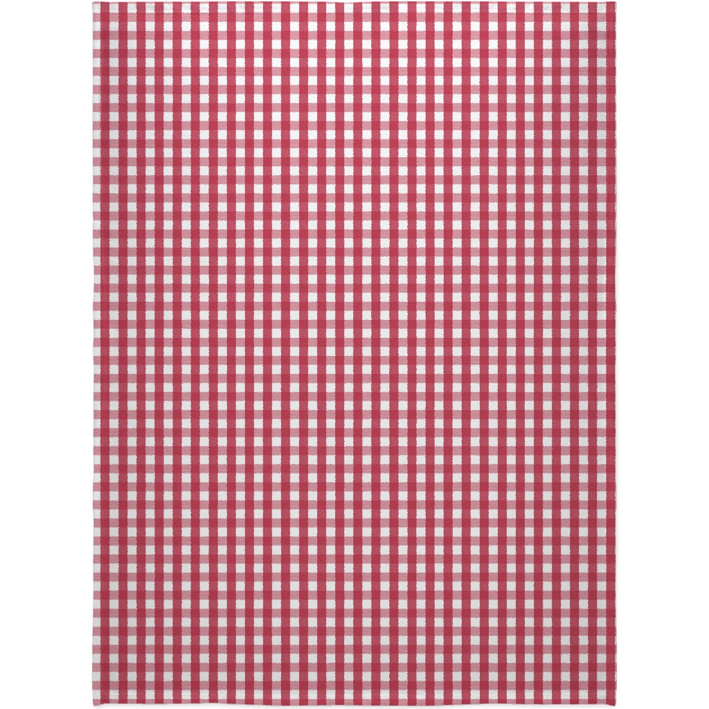 Check Red on White Blanket, Fleece, 60x80, Red, Red