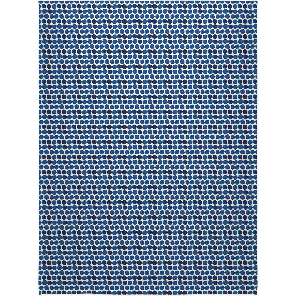 Watercolor Dots - Dark Blanket, Fleece, 60x80, Blue