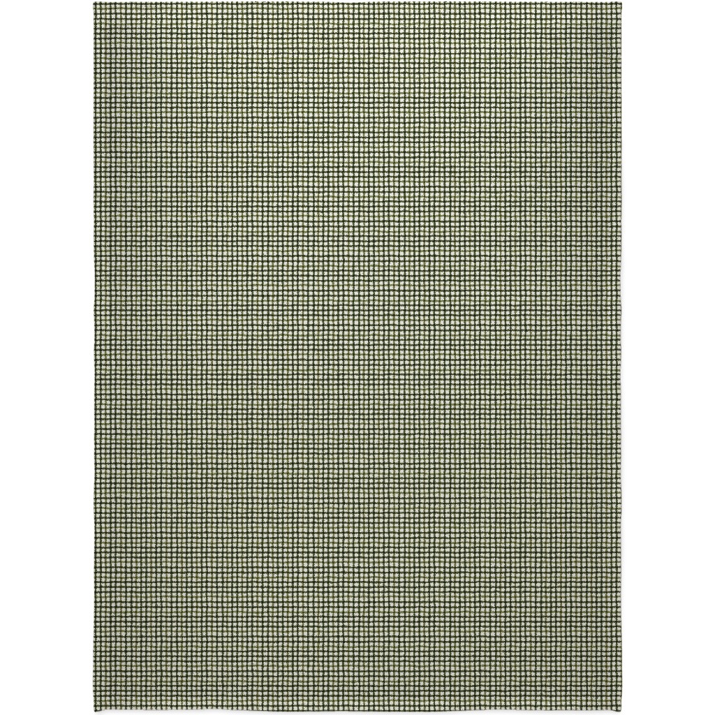 Wobbly Gingham Check Blanket, Fleece, 60x80, Green, Pine