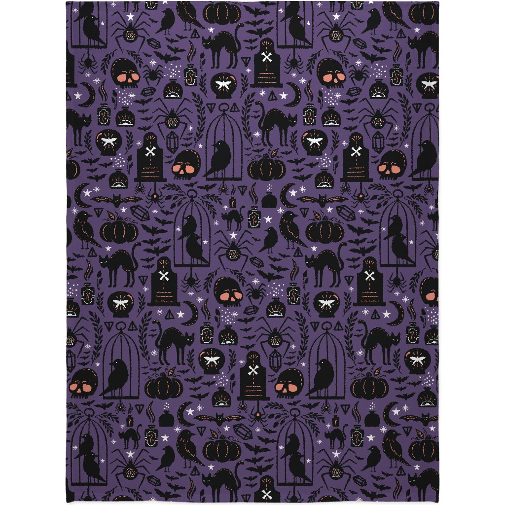 Spooky Witchcraft - Purple Blanket, Fleece, 60x80, Purple