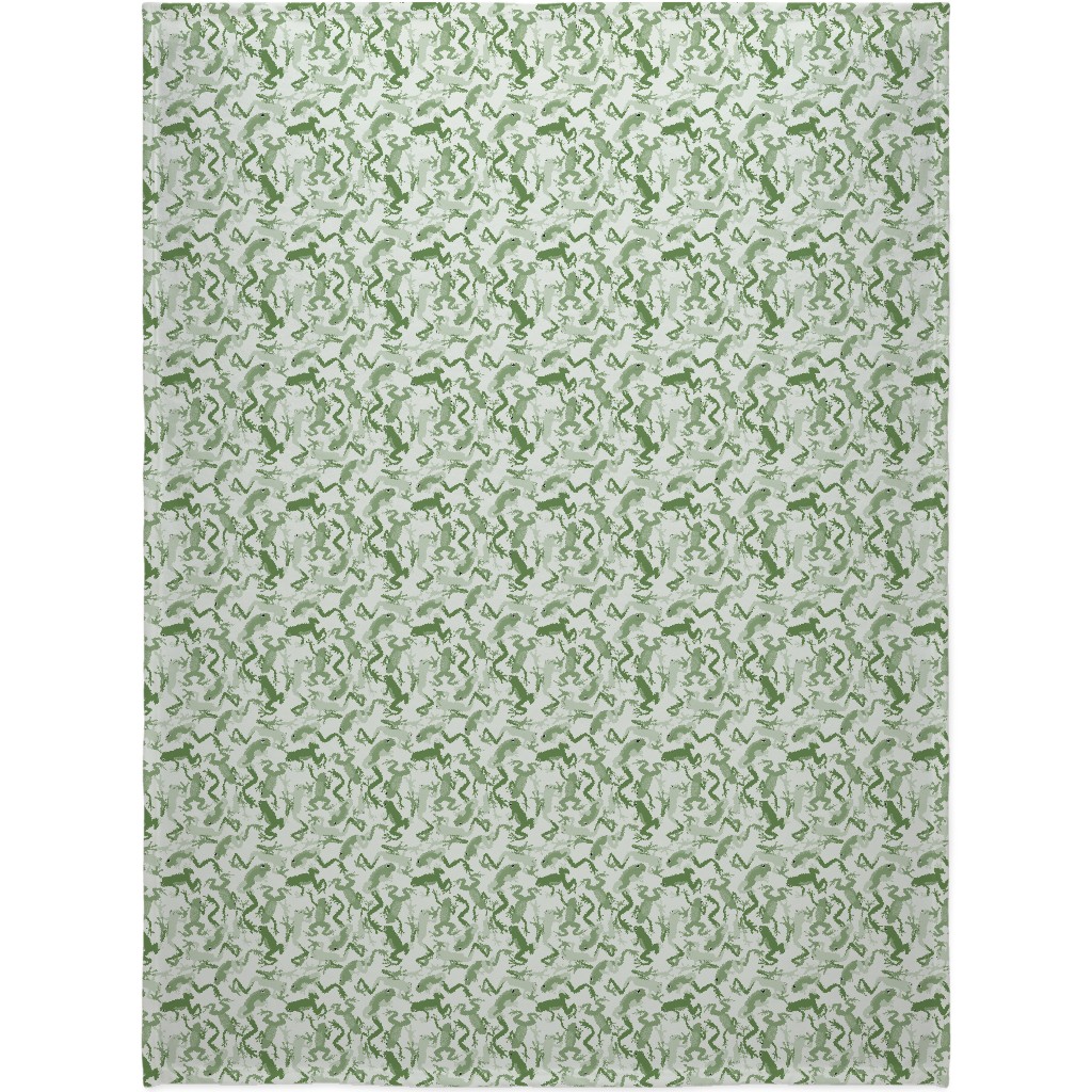 All the Frogs Blanket, Fleece, 60x80, Green, Sage Shadow