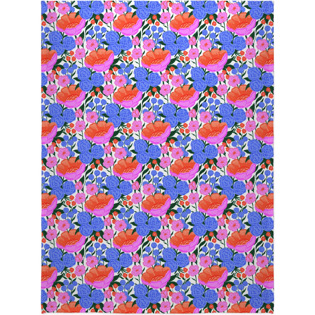 Garden Floral - Brights Blanket, Fleece, 60x80, Multicolor