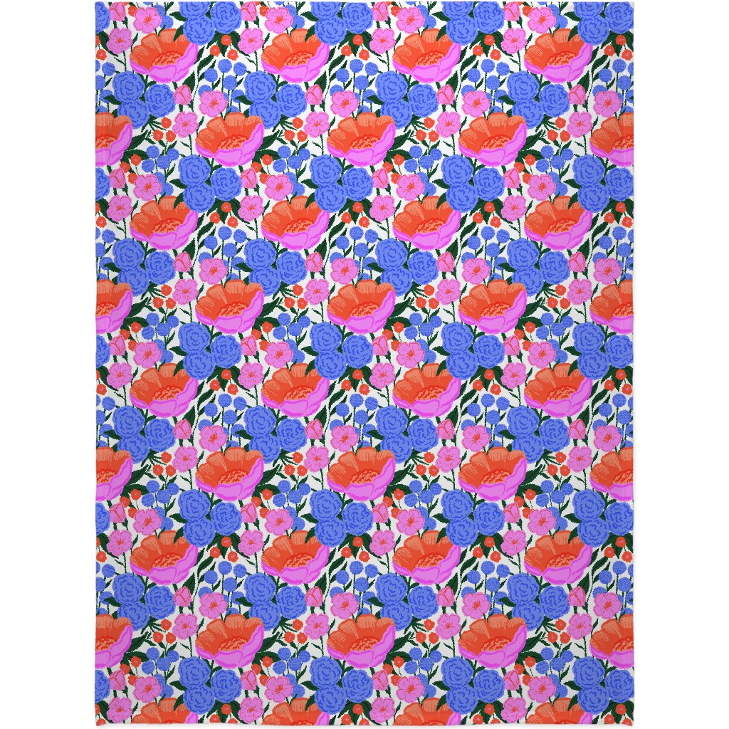 Garden Floral - Brights Blanket, Fleece, 60x80, Multicolor