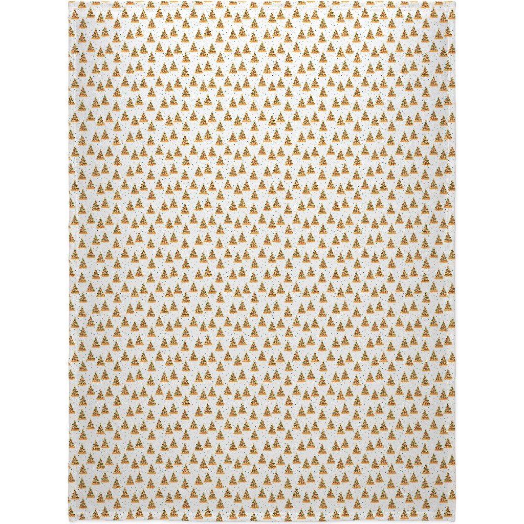 Pizza Christmas Trees - Multi on Light Blanket, Fleece, 60x80, Multicolor