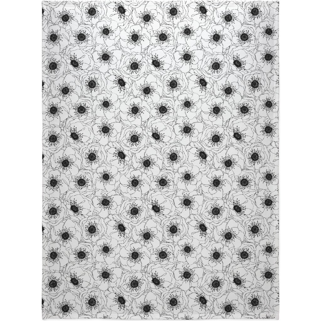White Anemones - Neutral Blanket, Fleece, 60x80, White