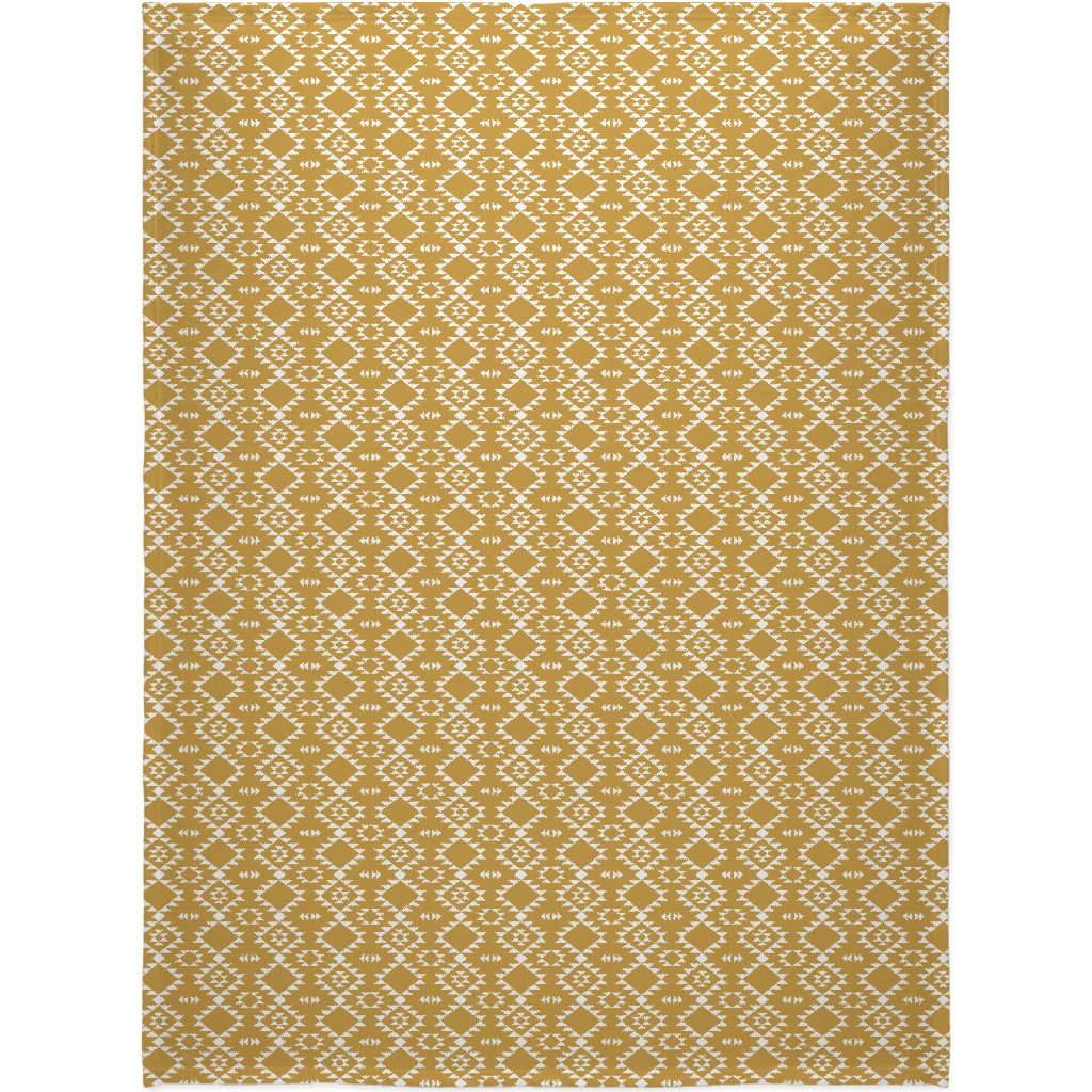 Navajo - Gold White Blanket, Fleece, 60x80, Yellow