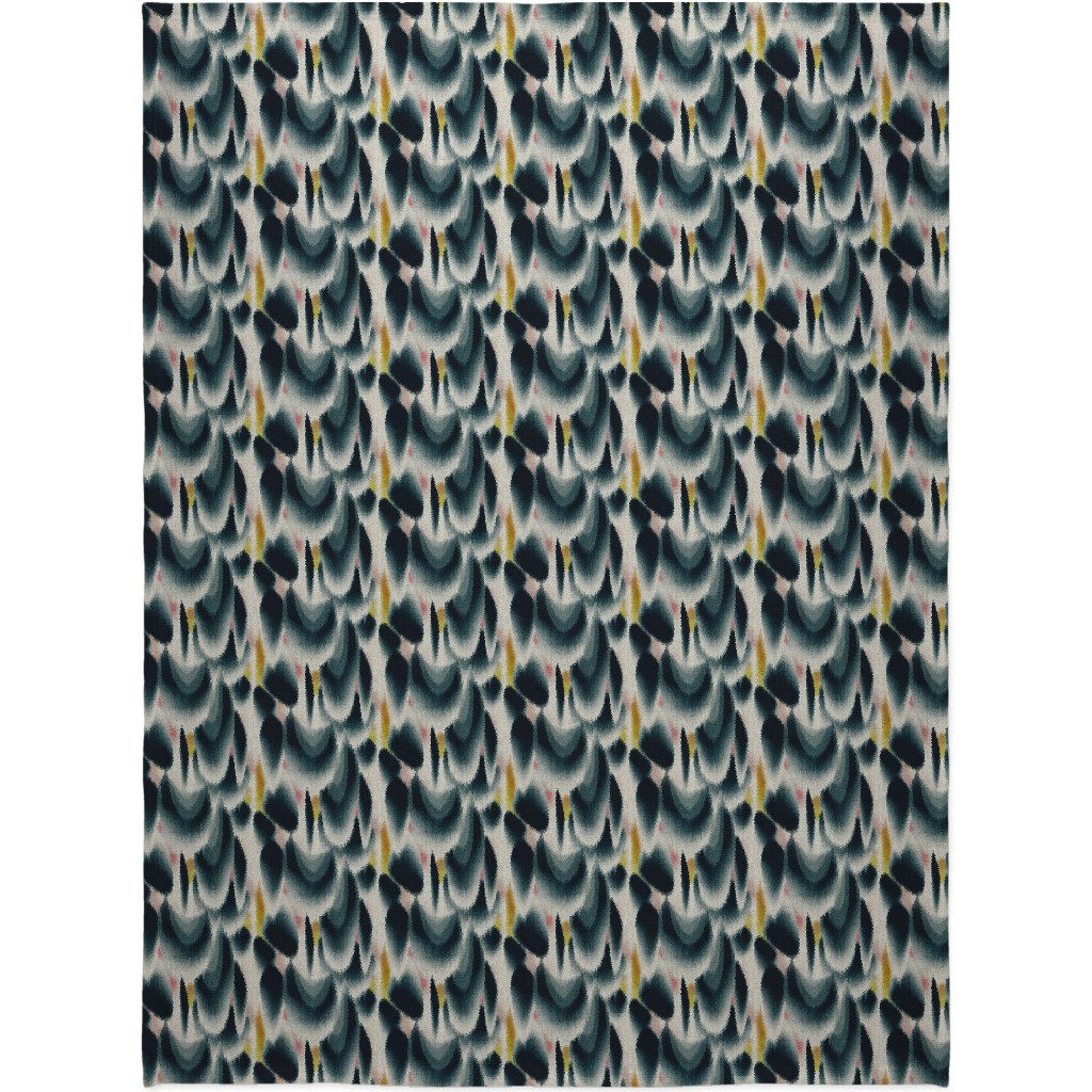 Shibori Wing Spots - Indigo Blanket, Fleece, 60x80, Green