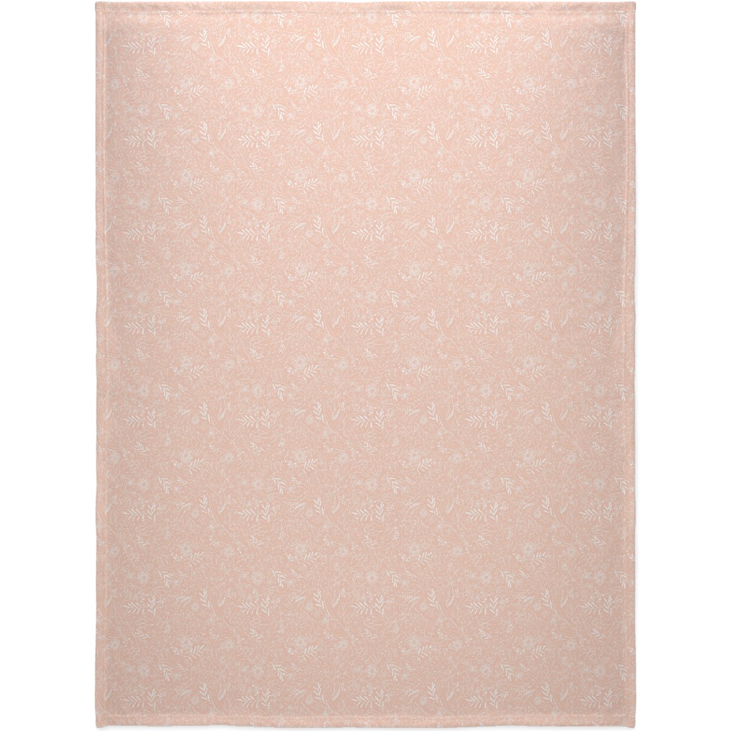 Botanical Sketchbook Blanket, Fleece, 60x80, Pink, Quartz