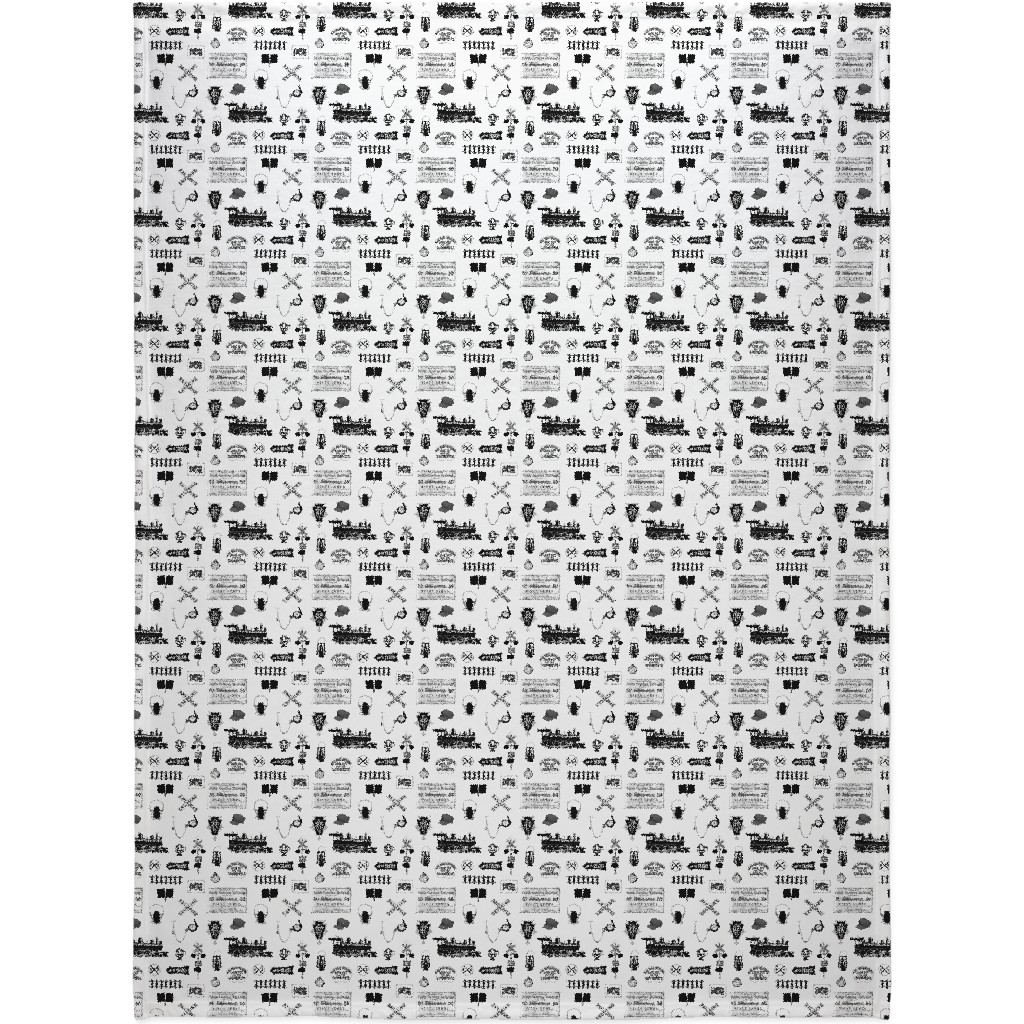Railroad Blanket, Fleece, 60x80, White, White