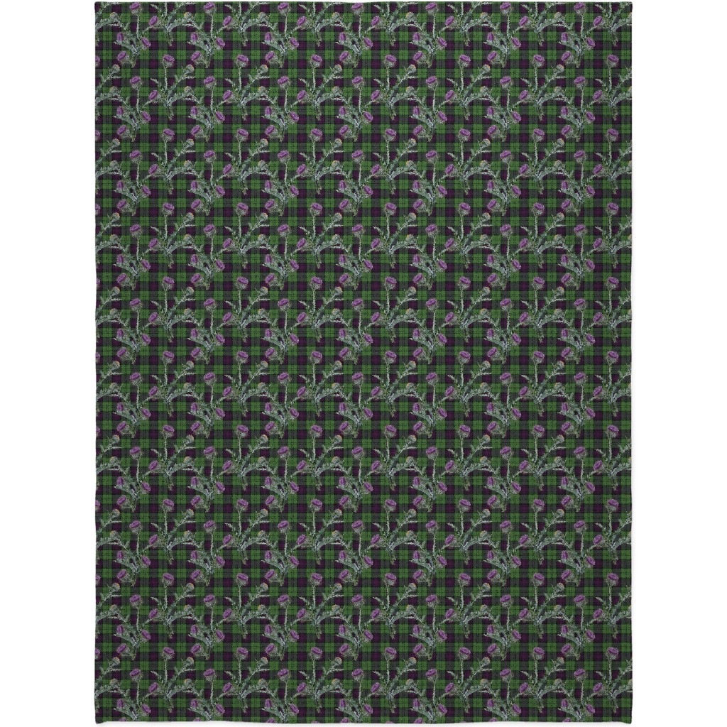 Feochadan Tartan - Green and Purple Blanket, Fleece, 60x80, Green, Classic Green