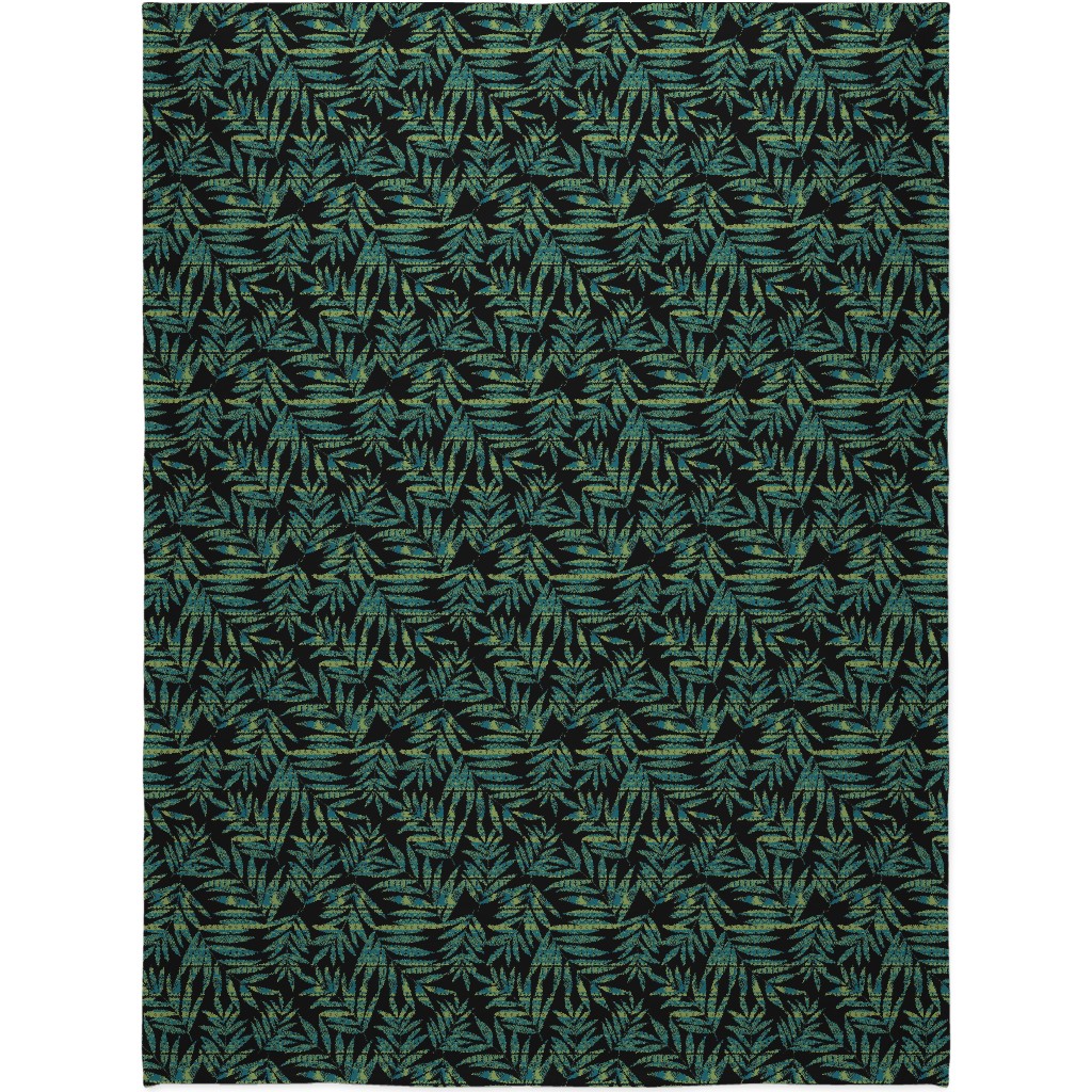 Patterned Palm - Dark Blanket, Fleece, 60x80, Black