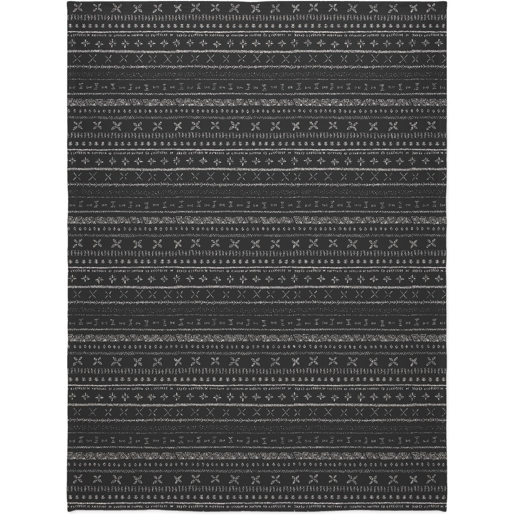 Boho Print Blanket, Fleece, 60x80, Black, Silhouette