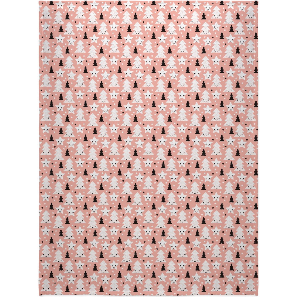 Merry Christmas Kawaii - Pink Blanket, Fleece, 60x80, Pink