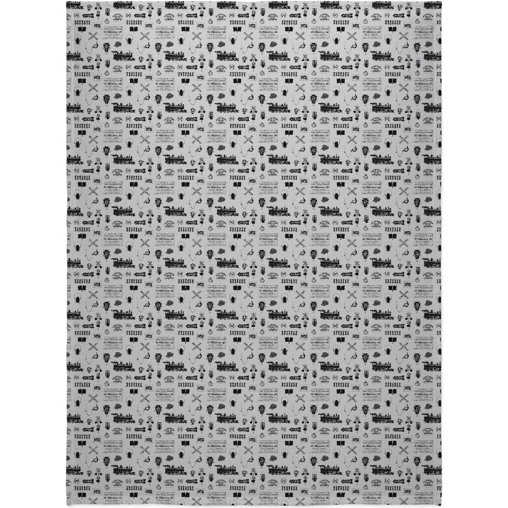Railroad Blanket, Fleece, 60x80, Gray, Fog