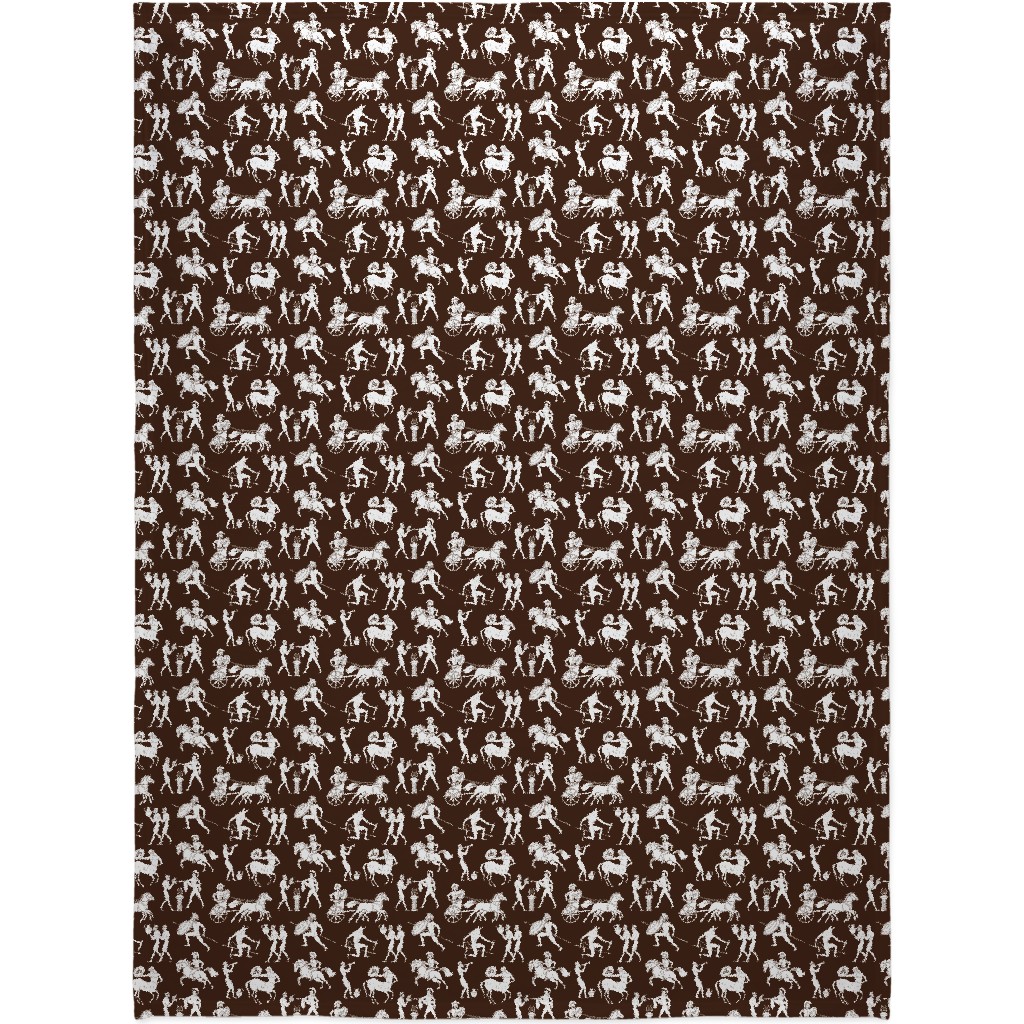 Greek Figures Blanket, Fleece, 60x80, Brown, Cocoa