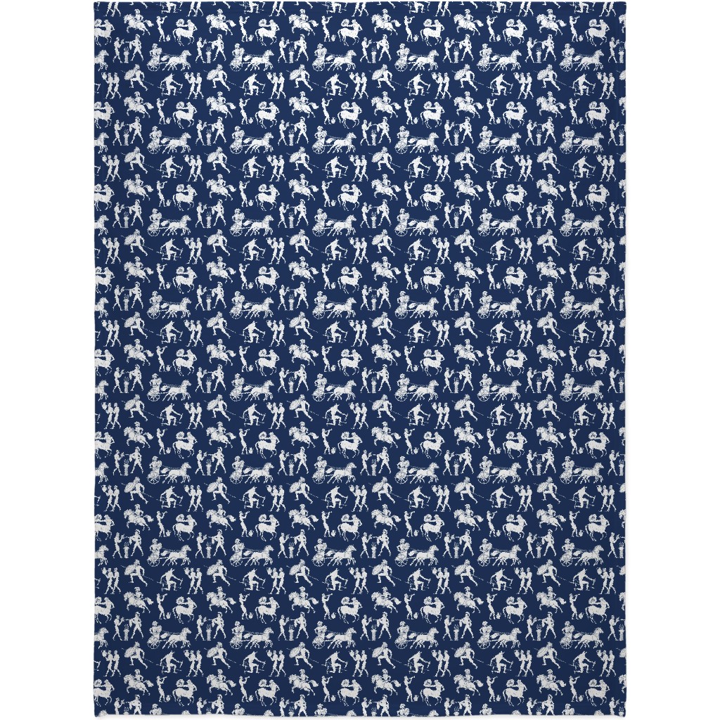 Greek Figures Blanket, Fleece, 60x80, Blue, Navy