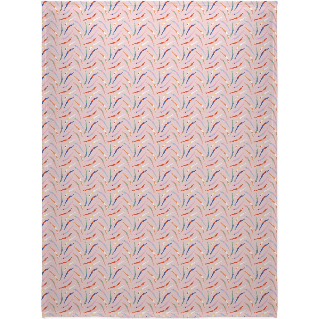 Art Deco Divers - Pink Blanket, Fleece, 60x80, Pink
