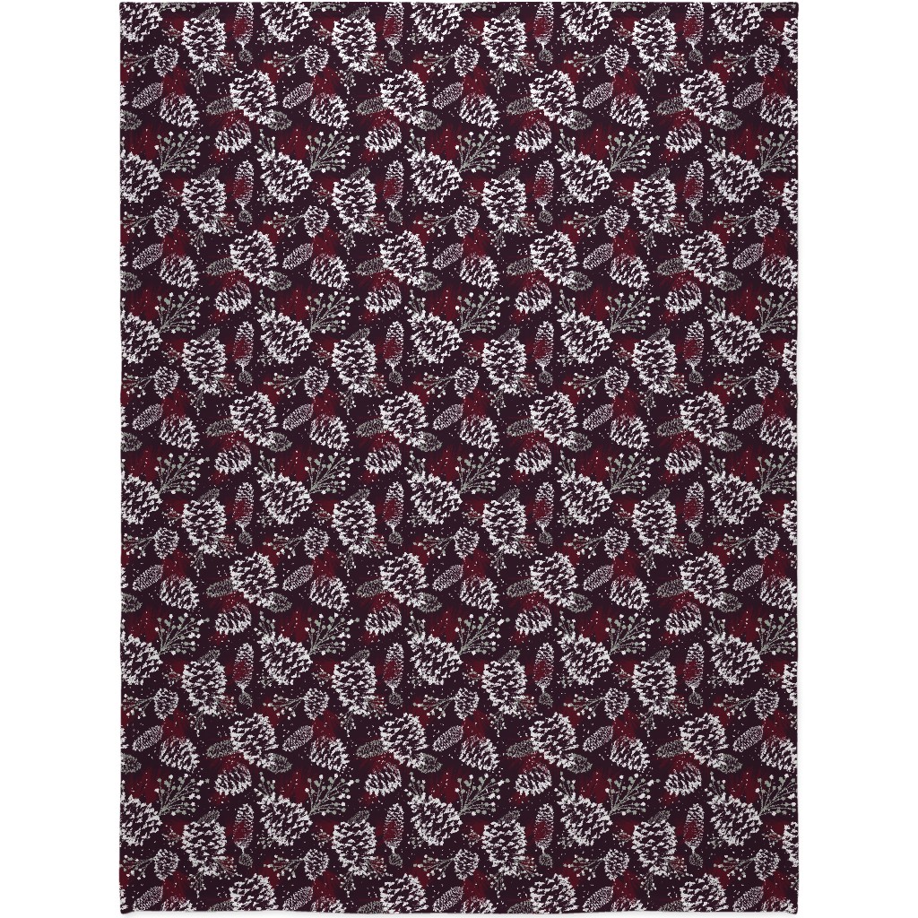 Festive Forest - Burgundy Blanket, Fleece, 60x80, Red