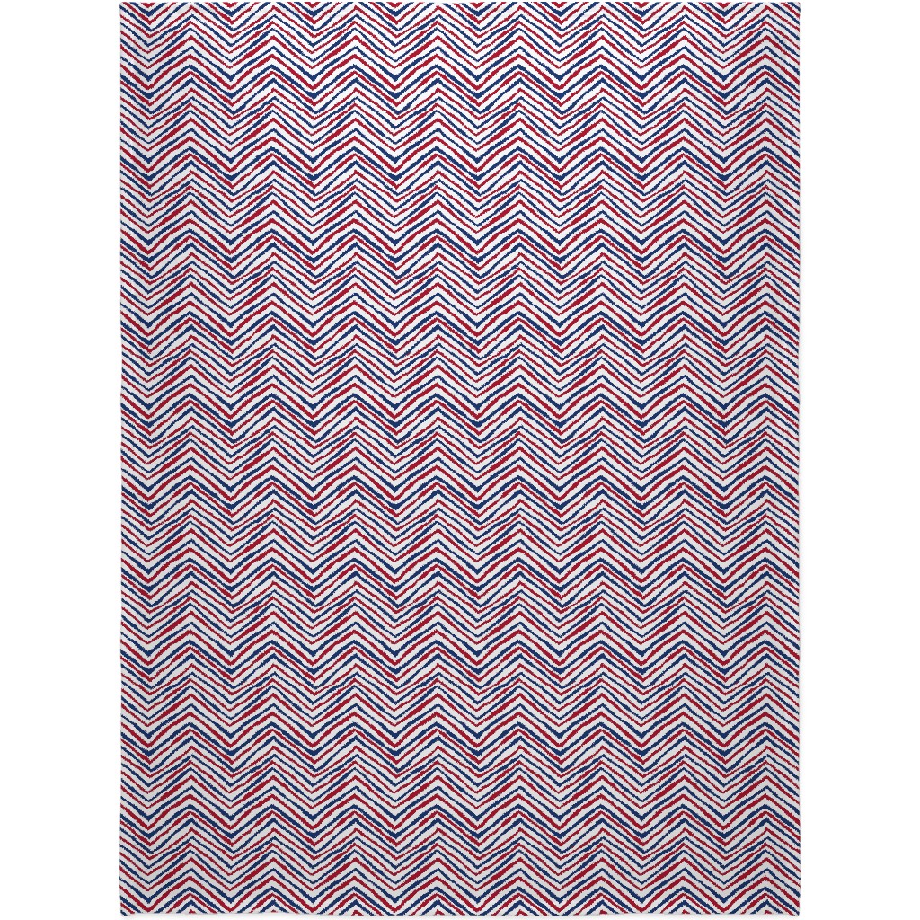 Patriots Chevron Zig Zag - Navy, Red Blanket, Fleece, 60x80, Multicolor