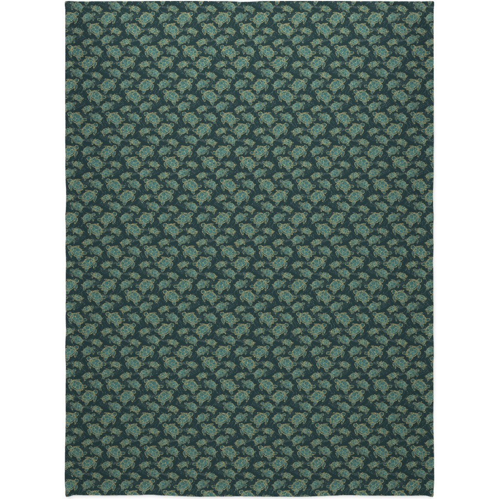 Turtles - Green Blanket, Fleece, 60x80, Green