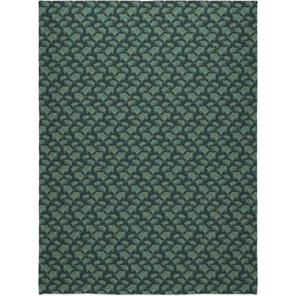 Turtles - Green Blanket, Fleece, 60x80, Green, Classic Green