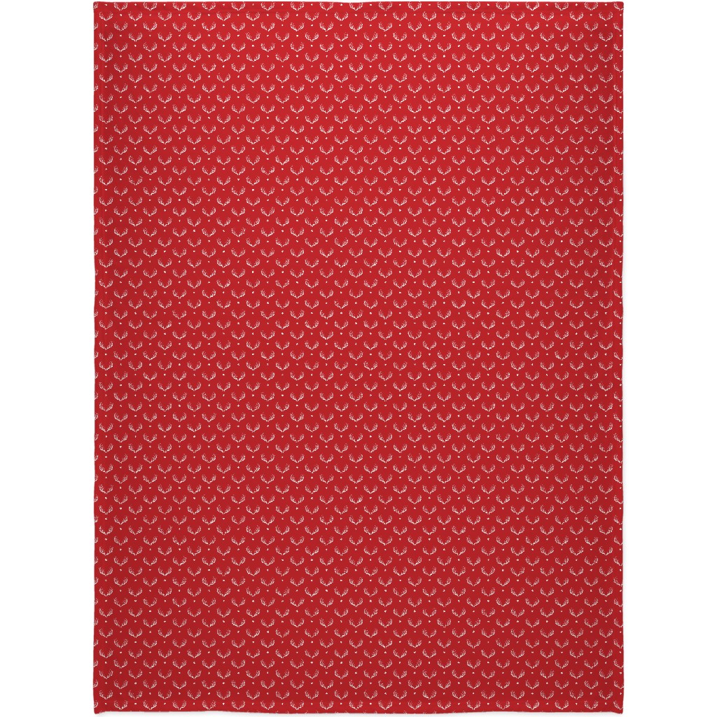 Reindeer Minimalism - Red Blanket, Fleece, 60x80, Red