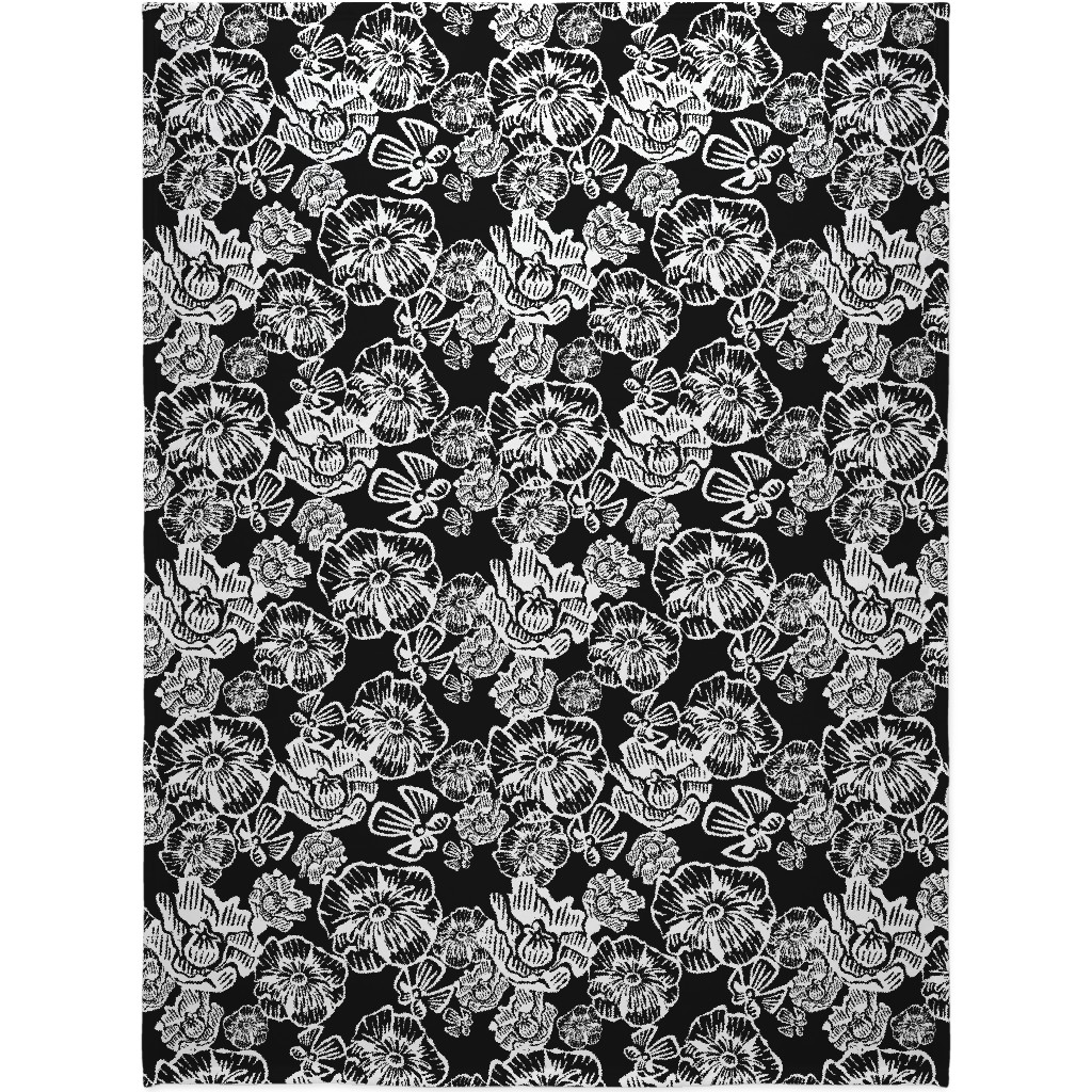 Poppy Arty Blanket, Fleece, 60x80, Black, Black
