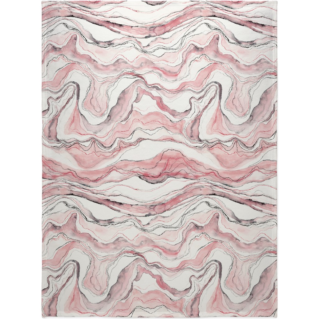 Marbled Watercolor Stone - Pink Blanket, Fleece, 60x80, Pink, Bright Pink