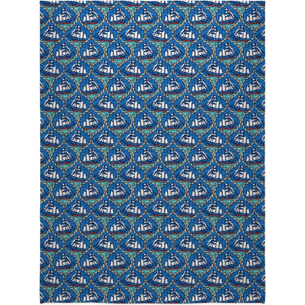 Maritime Blanket, Fleece, 60x80, Blue