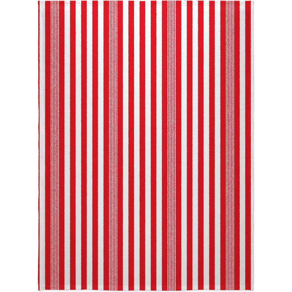 Turkish Stripes Vertical- Canada Day - Red and White Blanket, Fleece, 60x80, Red