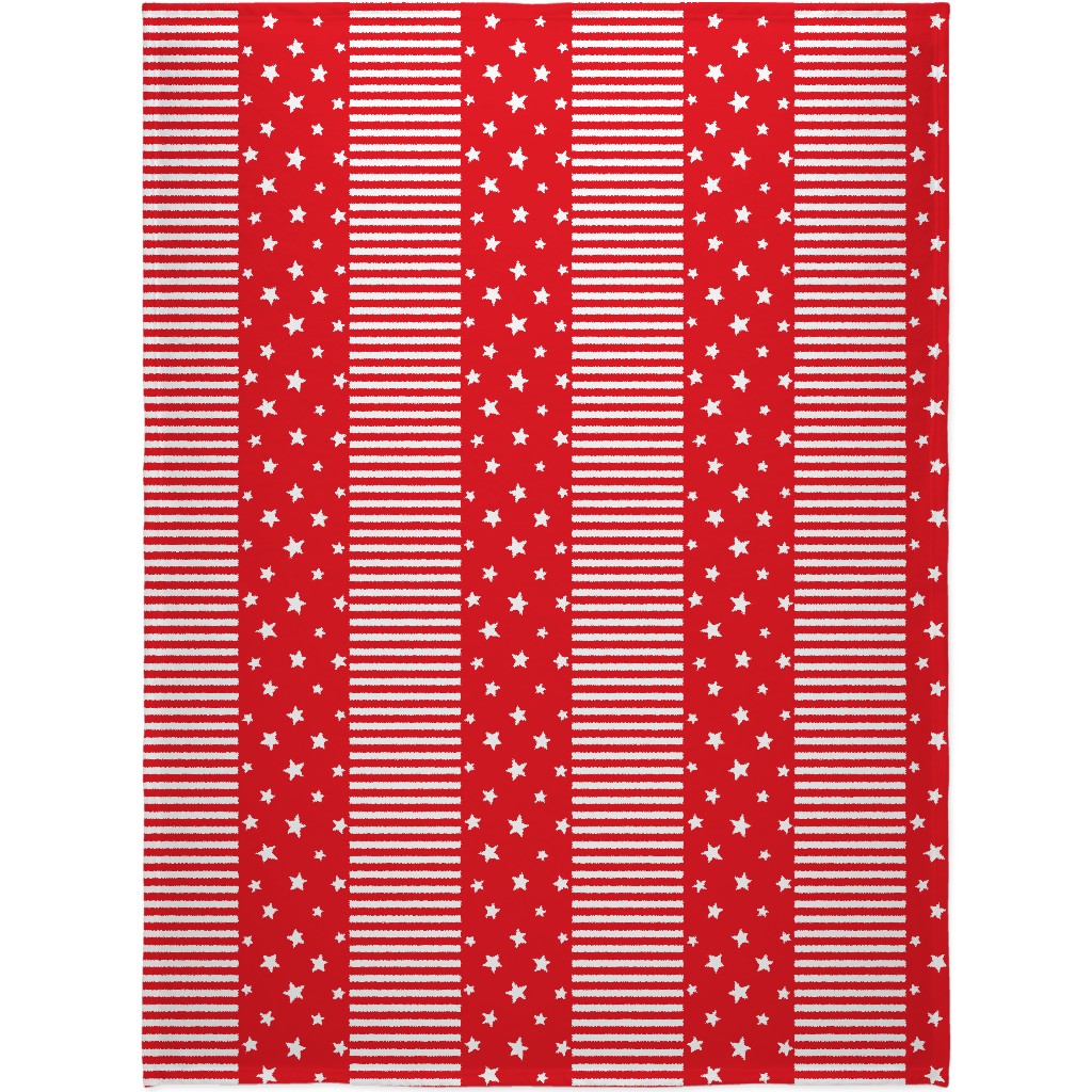 Stars and Stripes - Red and White Blanket, Fleece, 60x80, Red, Red