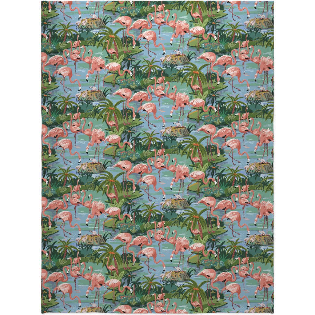 Flamingo Lagoon - Multicolor Blanket, Fleece, 60x80, Multicolor