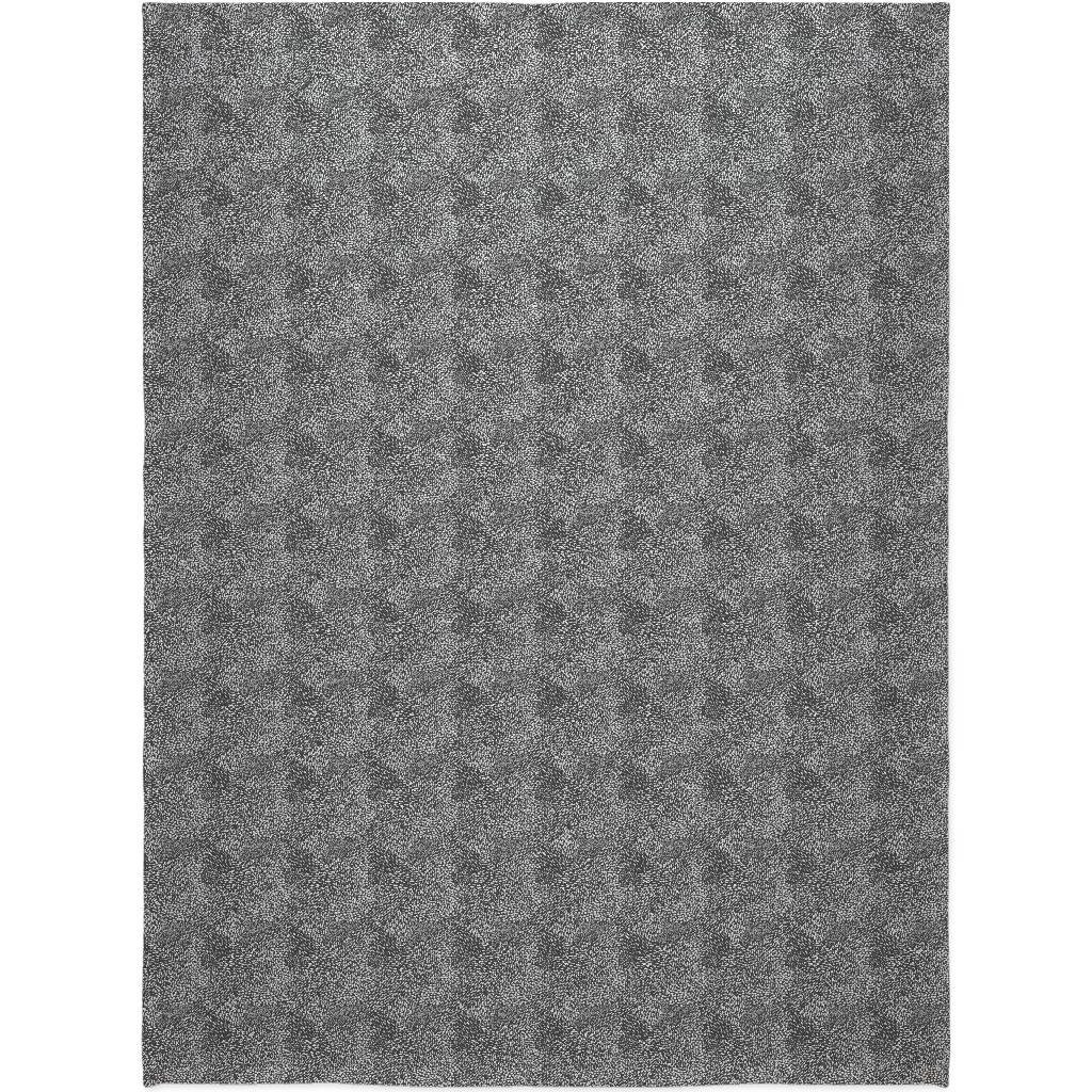 Abstract Brushstrokes Blanket, Fleece, 60x80, Black, Gray