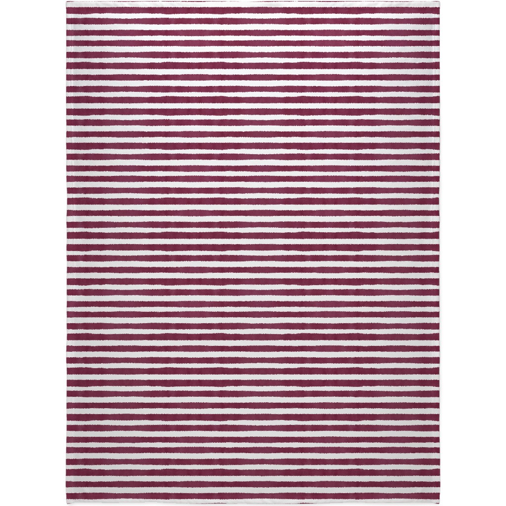 Stripe - Maroon Blanket, Fleece, 60x80, Red, Red