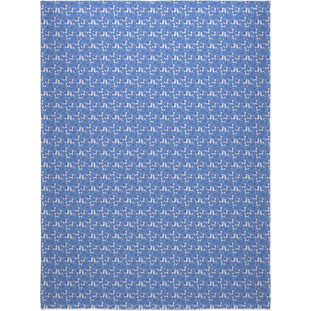 Llamakah - Blue Blanket, Fleece, 60x80, Blue, True Blue