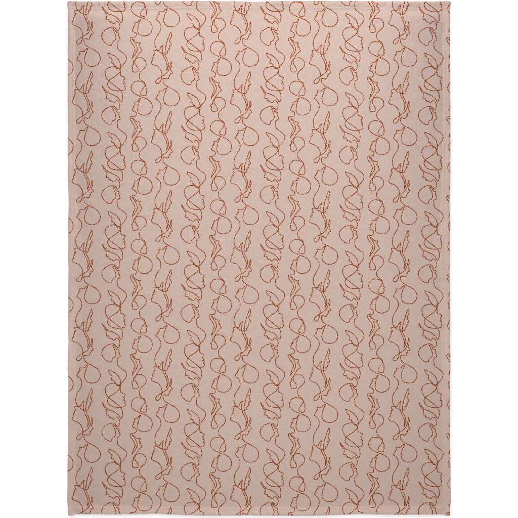Aria - Flowing Faces - Blush and Brick Blanket, Fleece, 60x80, Pink