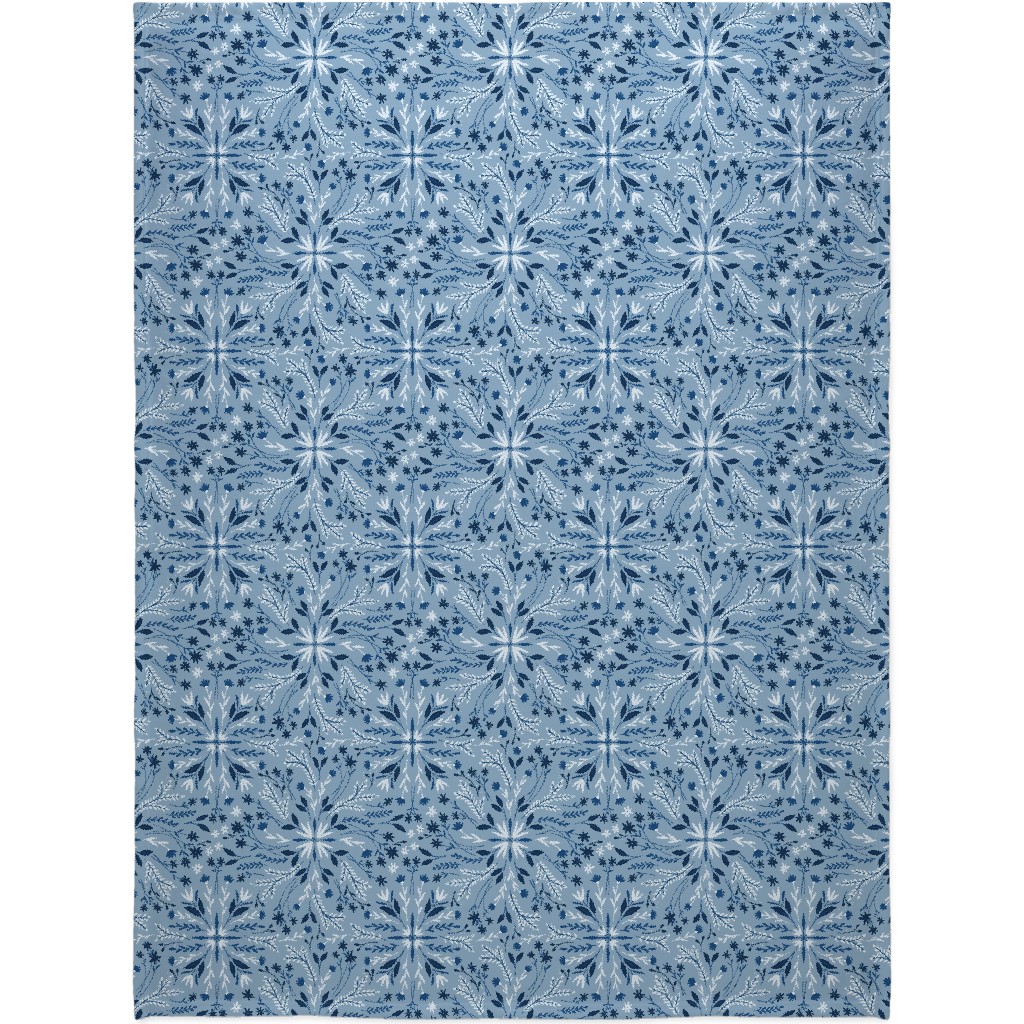 Dotty Floral - Blue Blanket, Fleece, 60x80, Blue, True Blue