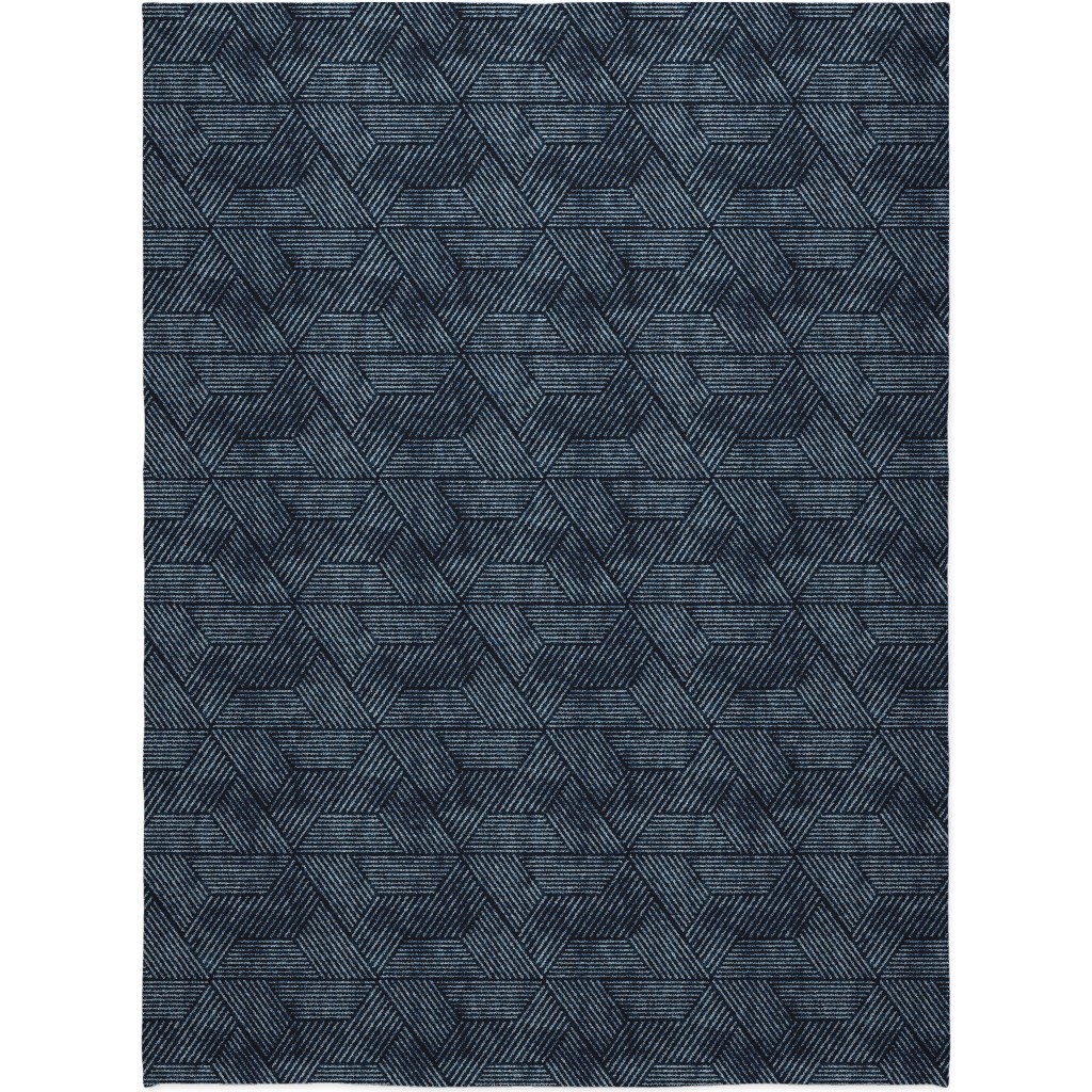 Cadence Triangles - Denim Blanket, Fleece, 60x80, Blue