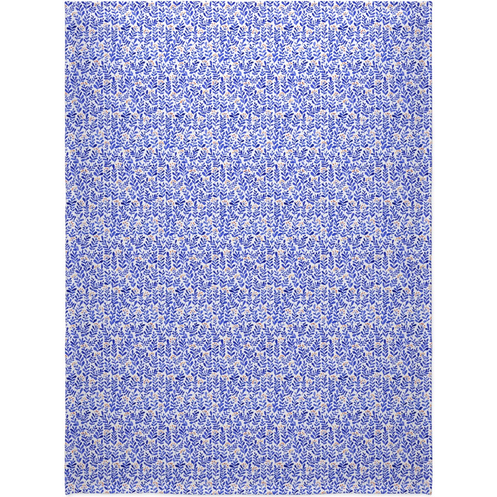 Leaves - Blue Blanket, Fleece, 60x80, Blue, True Blue