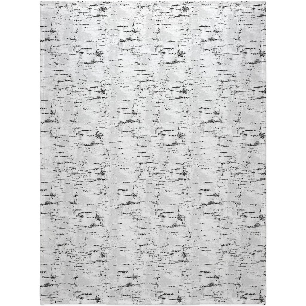 Birch Bark - White, Gray Blanket, Fleece, 60x80, Gray