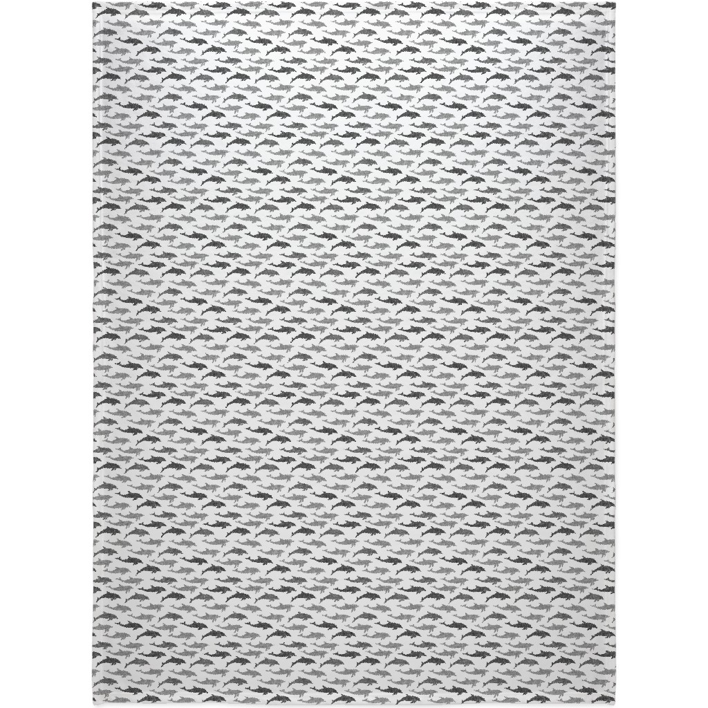 Dolphins Blanket, Fleece, 60x80, Gray