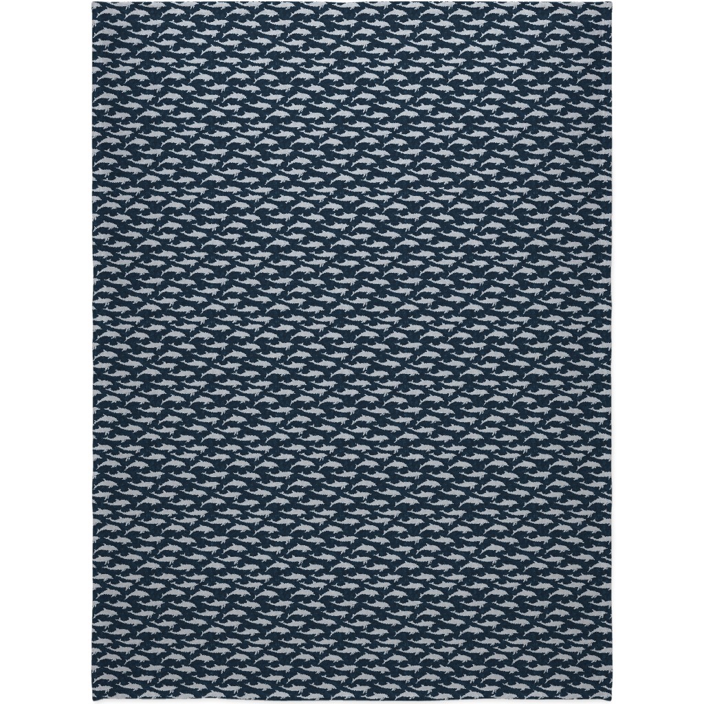 Dolphins Blanket, Fleece, 60x80, Blue, Dark Blue