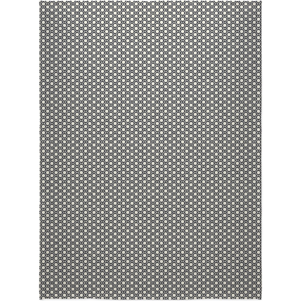 Lotta's Scandi Daisy - Navy on Cream Blanket, Plush Fleece, 60x80, Beige, Pearl