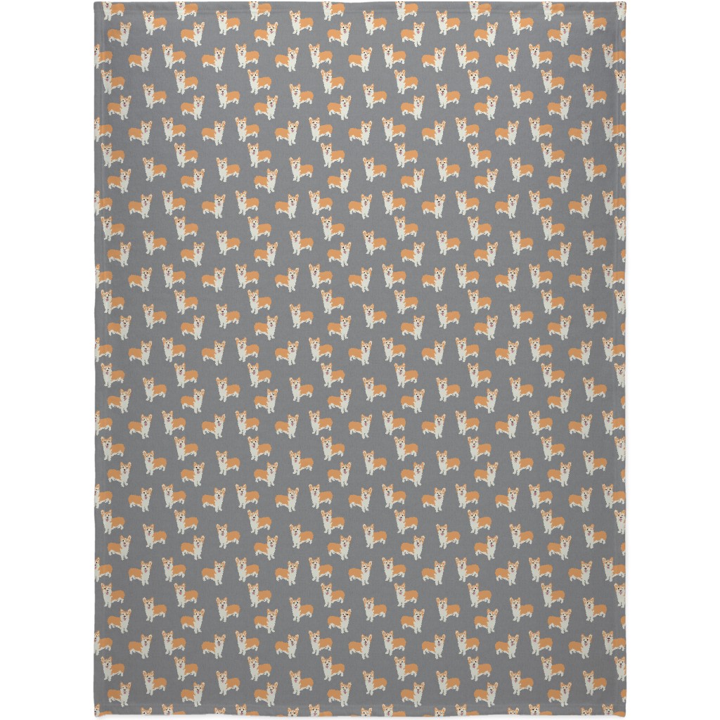 Corgi Blanket, Plush Fleece, 60x80, Gray