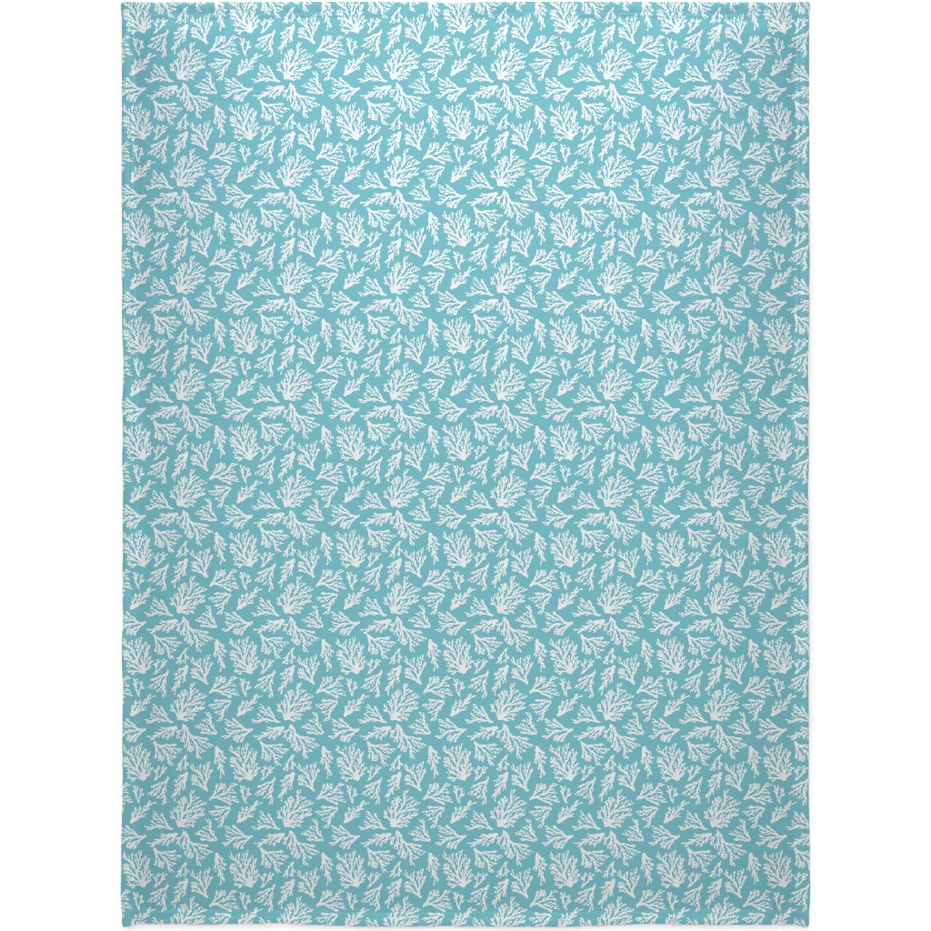 Coral - Turquoise Blanket, Plush Fleece, 60x80, Blue, True Blue